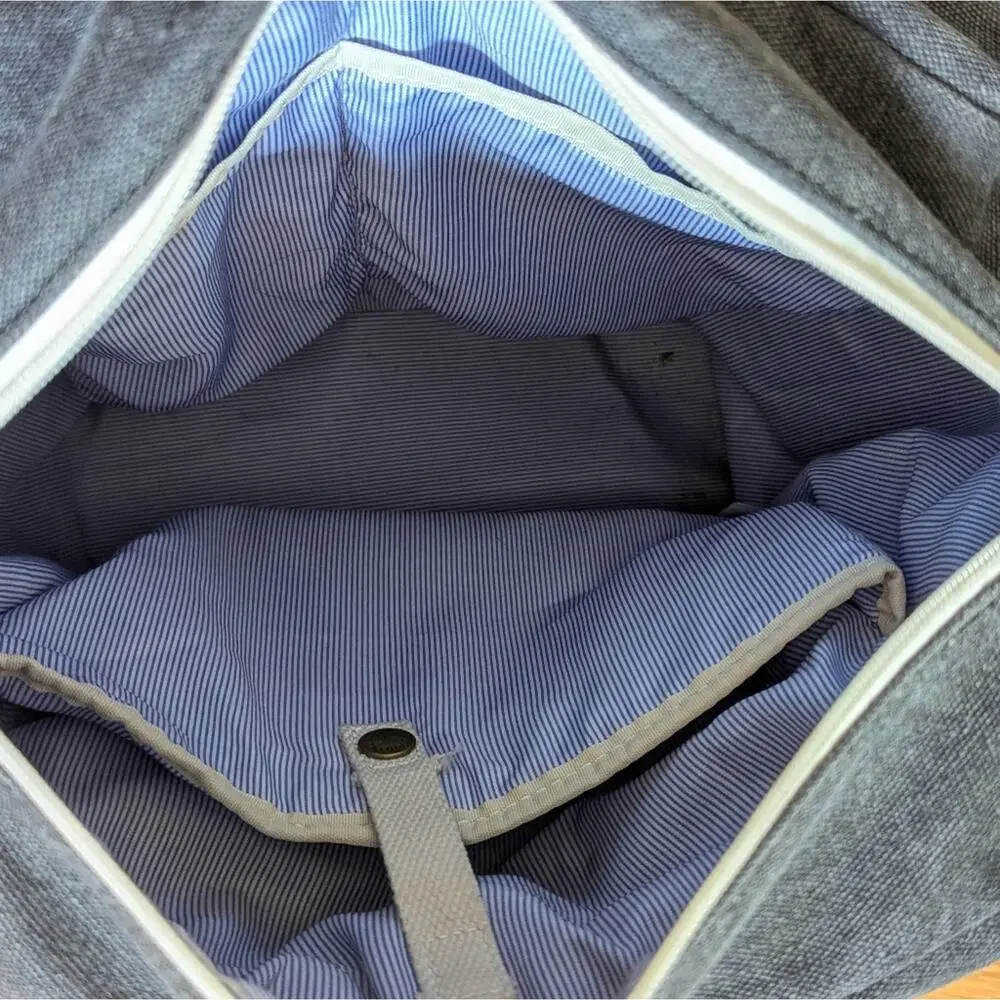 Birdling Washed Gray Backpacker Canvas Diaper Bag Carry All Backpack